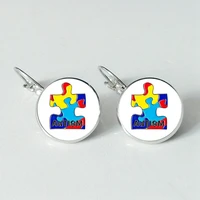 fashion the cure for autism is unconditional love glass charm women earrings phrase rating photo silver earrings design