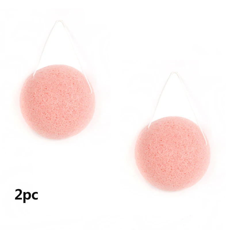 pink 2pc 2 шт., Очищающий спонж для лица, натуральная косметика Konjac, пуховка, очищающая, моющая, уход за лицом, пудра, инструменты для макияжа - Цвет: pink 2pc