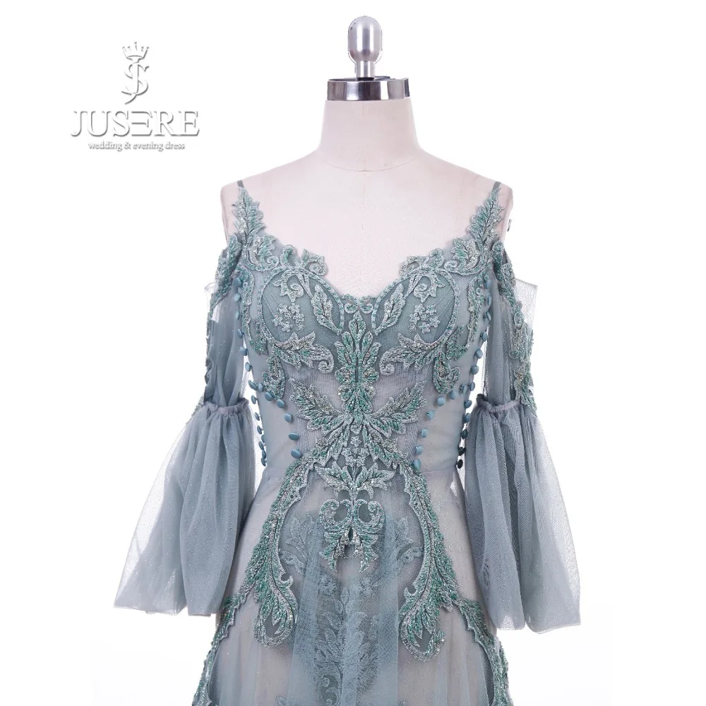 Jusere 2019 Haute Couture Реальные фотографии вышивка кристаллами А-силуэта вечерние платья