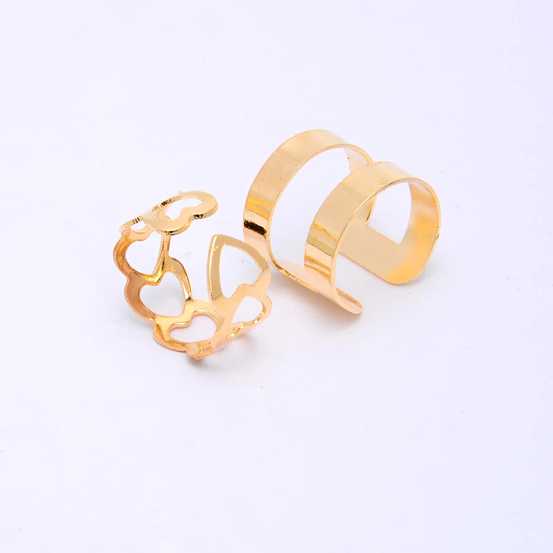 Docona 5 шт./компл. Мода Bague панк Совместное круг среднего пальца набор колец для Для женщин Регулируемый золотыми пустотелыми вечерние кольцо 2707