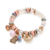 szelam pinkgray charm bracelets bangles crystal stone bracelets for women elastic rope chain jewelry diy sbr170047