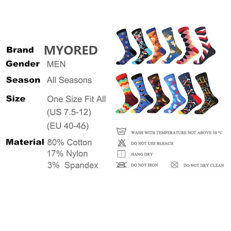 MYORED 12 пар мужские оптовые забавные хлопковые цветные Страусиные носки с