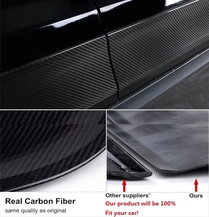 Бесплатная доставка 100% углеродное волокно внешняя Настройка боковая юбка дверь