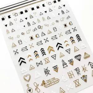 Наклейки для ногтей, 3D, с геометрическим узором, TSC-155, 160