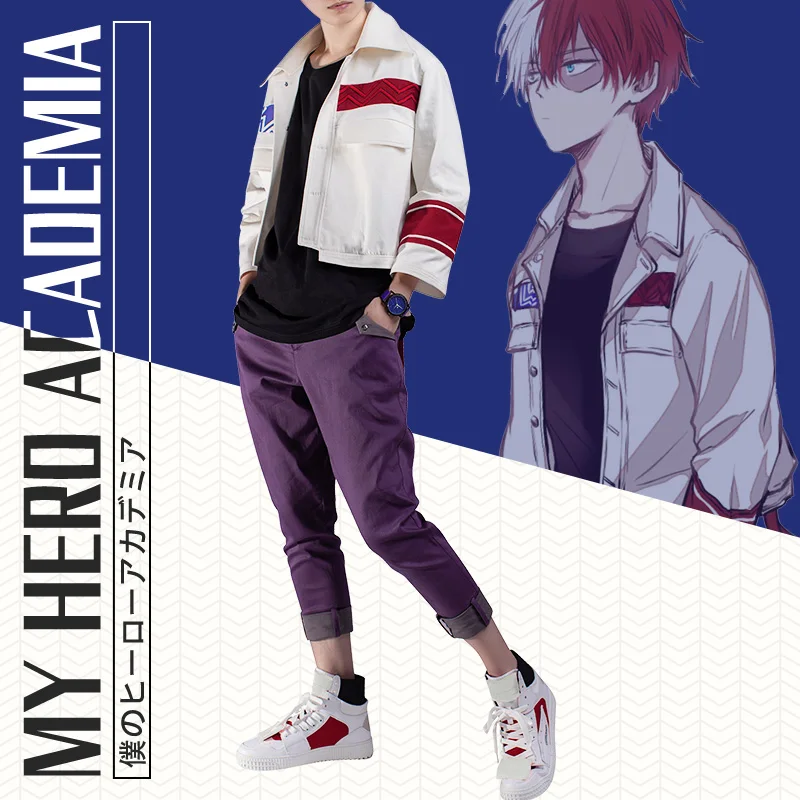Аниме Boku no Hero Academy My Todoroki Shoto косплей костюм модный пальто + брюки футболка