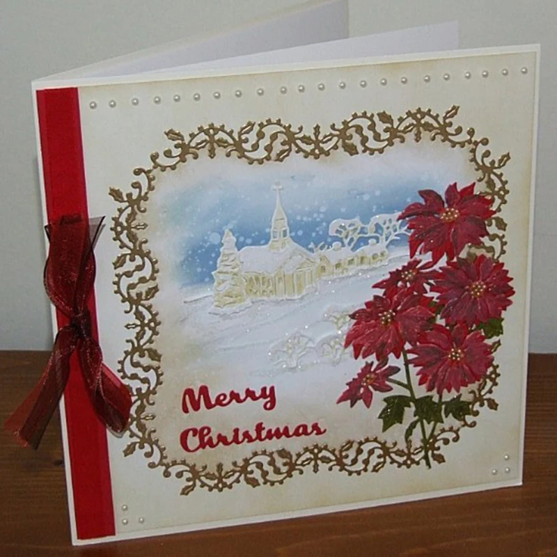 Металлические штампы Poinsettia серебряный трафарет для скрапбукинга альбома