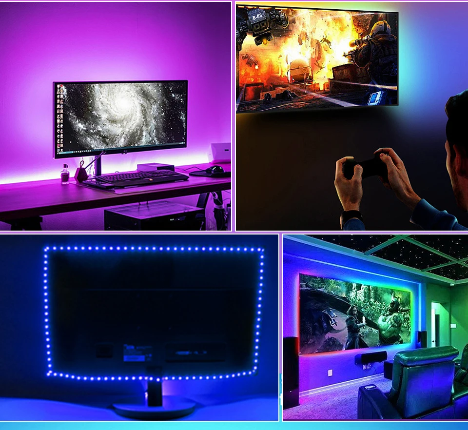 USB Светодиодная лента SMD2835 RGB лента музыкальное управление звуком с ИК-пультом IP20 IP65 музыкальная Светодиодная лента светильник ТВ черный светильник