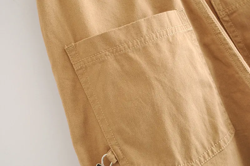 Увядшие брюки карго для женщин с цепочкой high street хаки Твердые pantalones mujer pantalon femme шаровары брюки для женщин