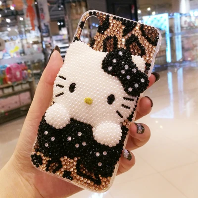Для iphone X 3D с украшениями в виде кристаллов чехол для iphone 7/8 plus жемчуг KT cat DIY чехол для телефона для iphone xsmax 6 6splus роскошный fundas - Цвет: only case Resin