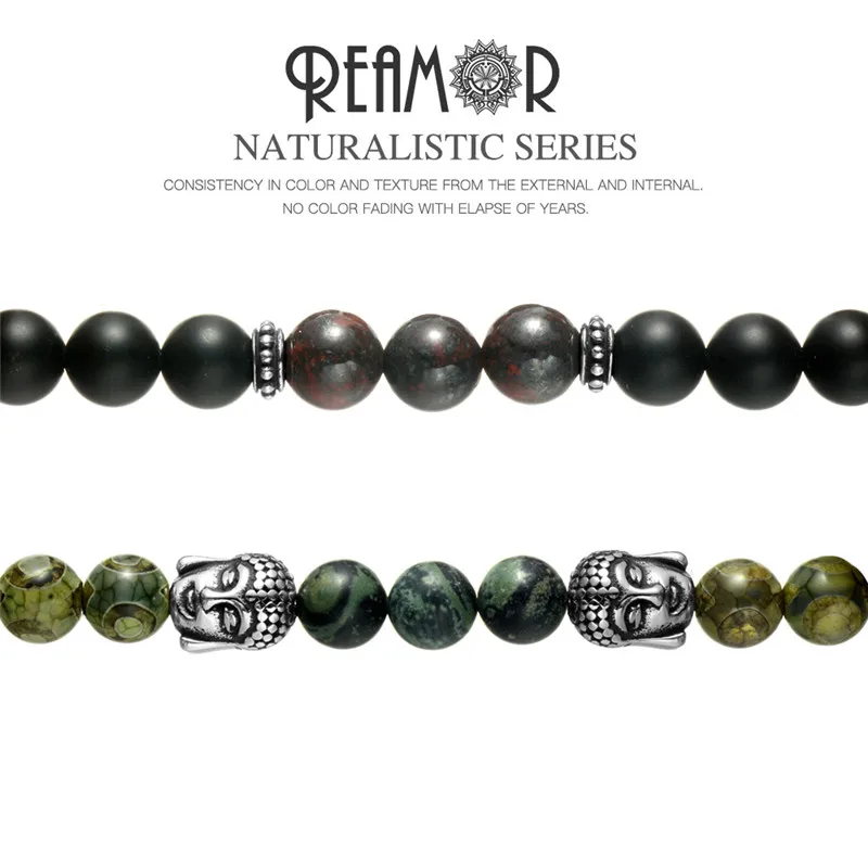 Браслет Будда руимора из натурального камня мужской браслет нержавеющей стали