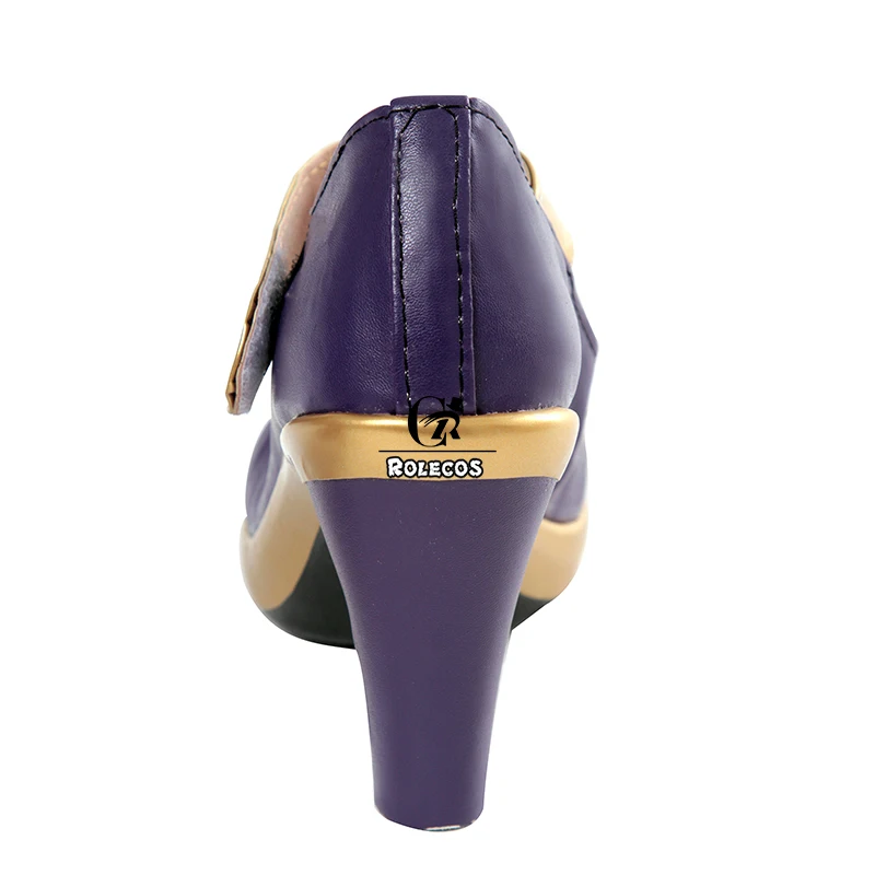 

ROLECOS Game LOL K/DA Ahri Cosplay Shoes LOL KDA Cosplay High-Heeled Shoes for Women Purple Gloden Shoes Ahri Cosplay