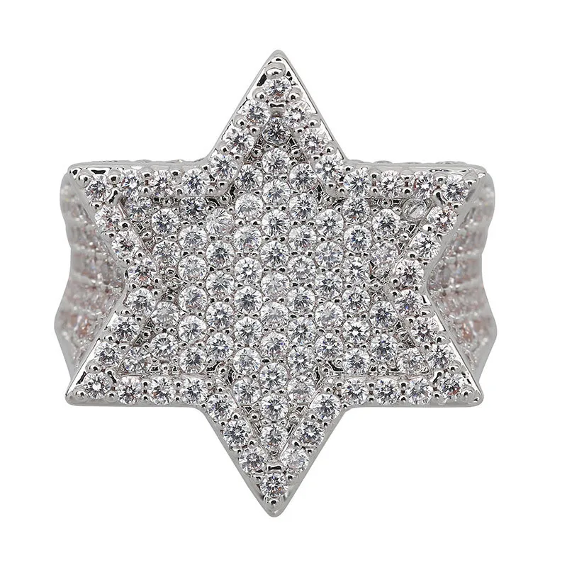 Bling Iced Out кольца для мужчин и женщин Подарки 3 цвета набор украшений с цирконием шестиугольные кольца модные хип хоп ювелирные изделия