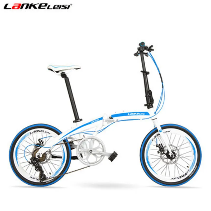White Blue S 7 скоростей Дорожный велосипед, 20 дюймов складной велосипед, городской велосипед, рама из алюминиевого сплава, BMX, двойные дисковые тормоза - Цвет: White Blue S