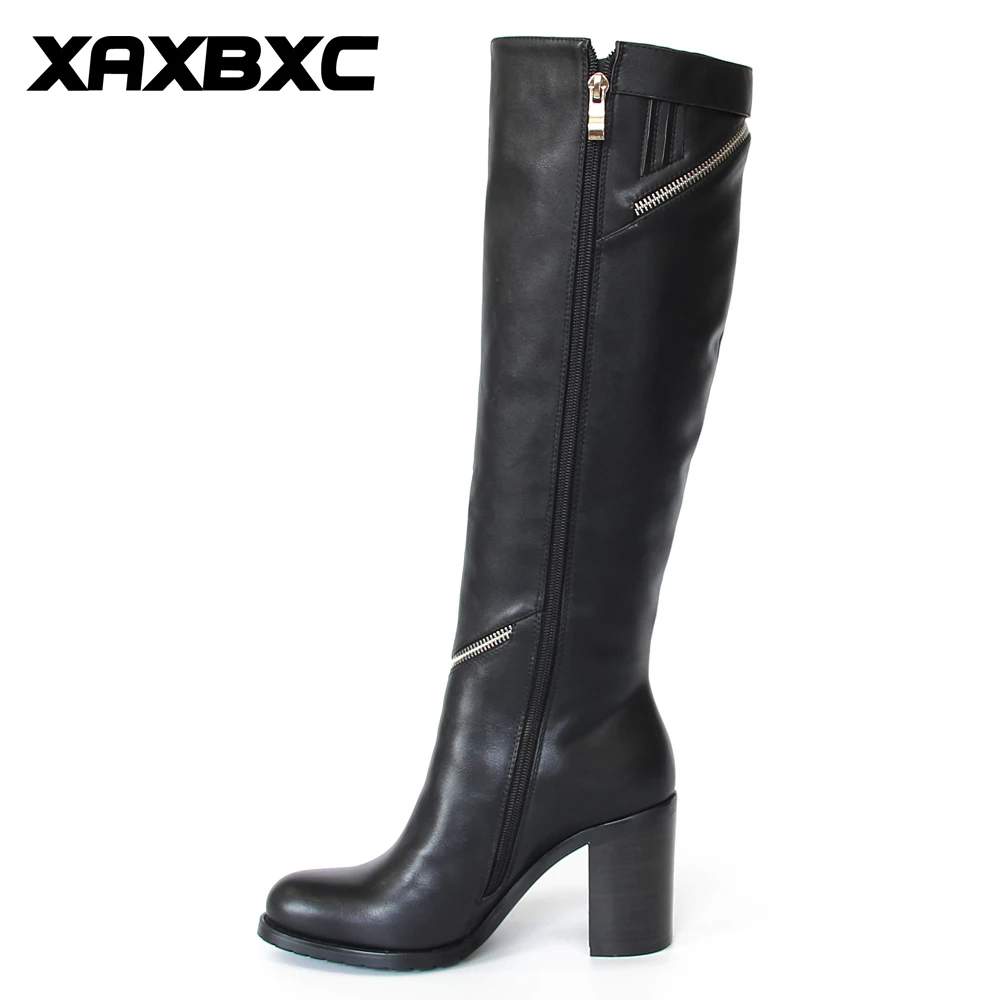 Ботинки XAXBXC женские на высоком каблуке повседневные длинные сапоги из