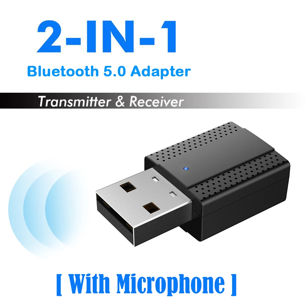 Bluetooth Adapter USB Audio Receiver 5.0 With-Mic Transmitter For Computer TV Laptop Projector MP3 Headset Speaker | Электроника