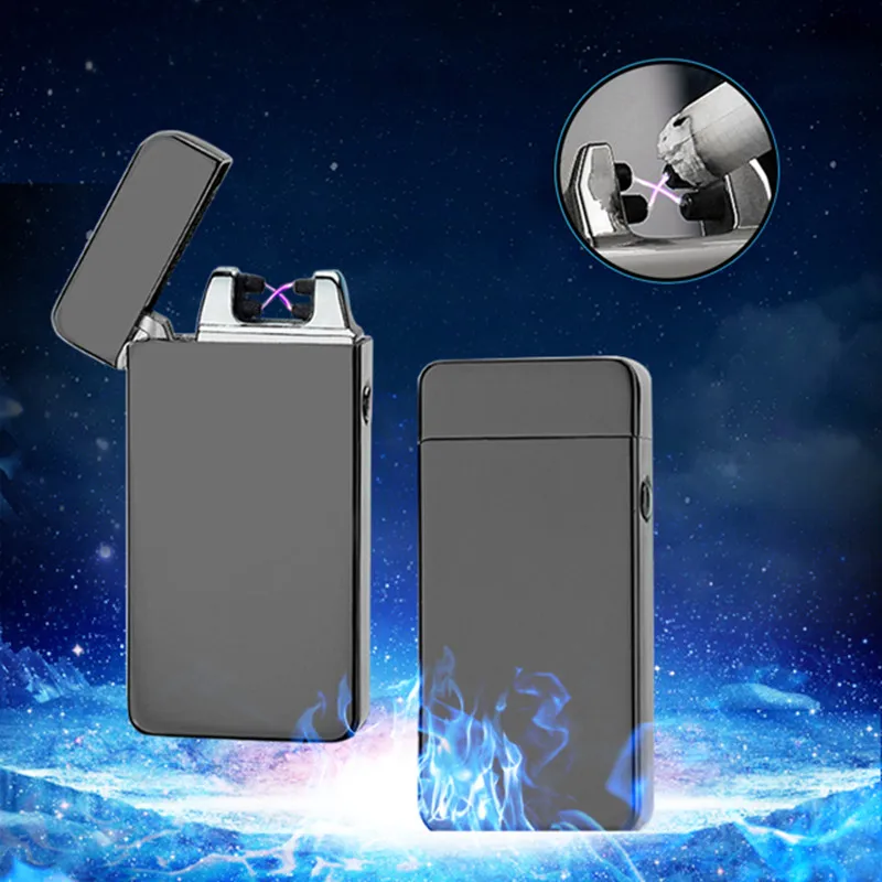 Ultra-thin Metal Electronic Cigarette Lighter Pulse USB Lighters Flameless Windproof Electric Arc Cigar | Дом и сад