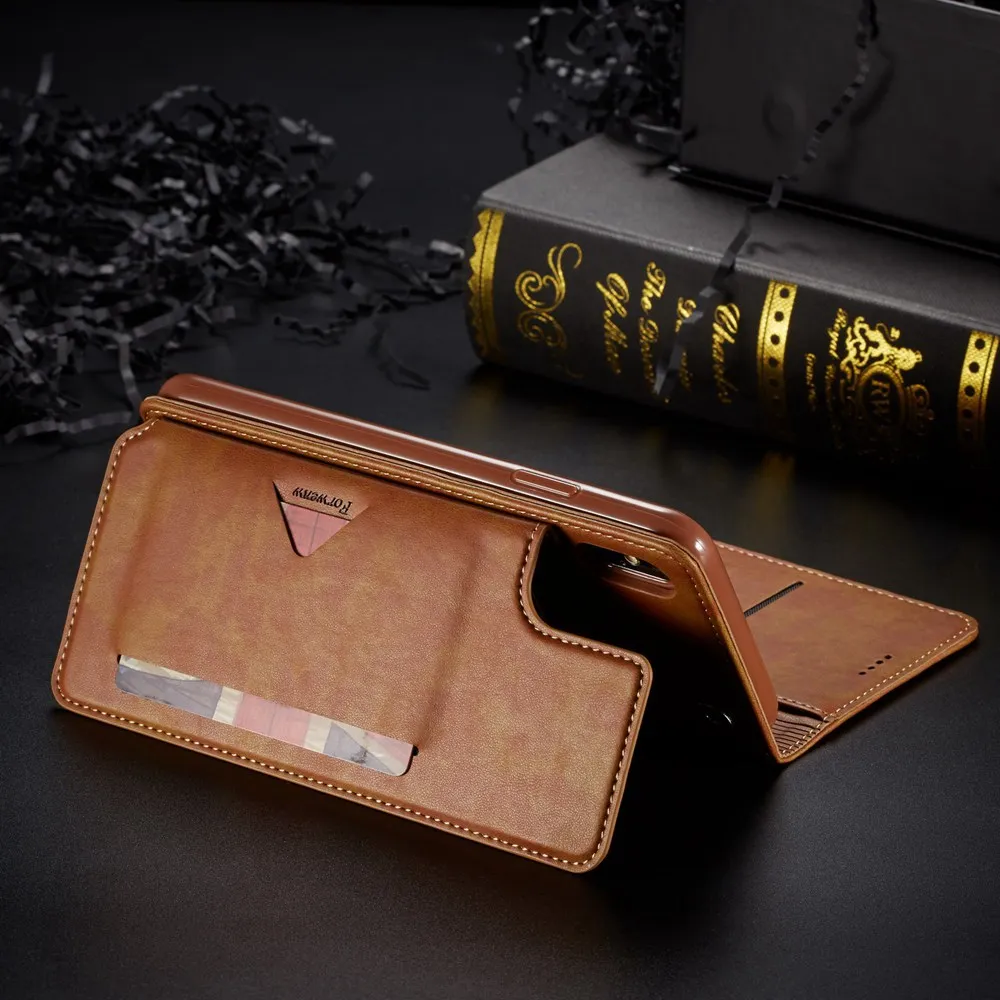 Роскошный кожаный чехол-книжка KISSCASE для iPhone XS MAX XR мульти-держатель карт чехол