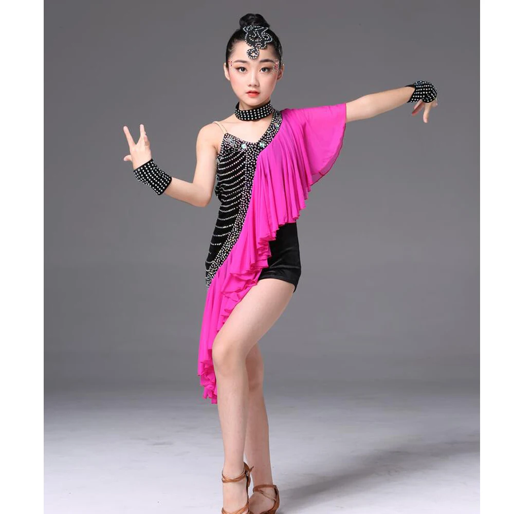 

Girl Sequined Tassels Latin Dance wear Standard Kids Competition dance Dress Children Salsa Ballroom Dancing clothing Outfits