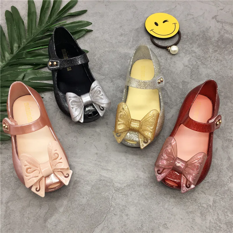 Mini Melissa Girl Sandals 2018 New Hollow Bow Baby Jelly Non-slip Beach Shoes Toddler Princess 13-15.5CM | Детская одежда и обувь