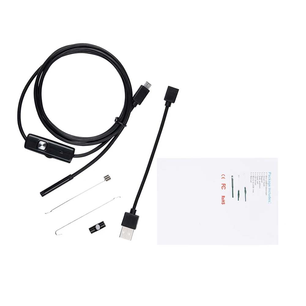 Android эндоскоп камера 7 мм 1 м/2 м IP67 водонепроницаемый поддержка OTG и UVC Смартфон HD змея USB эндоскоп
