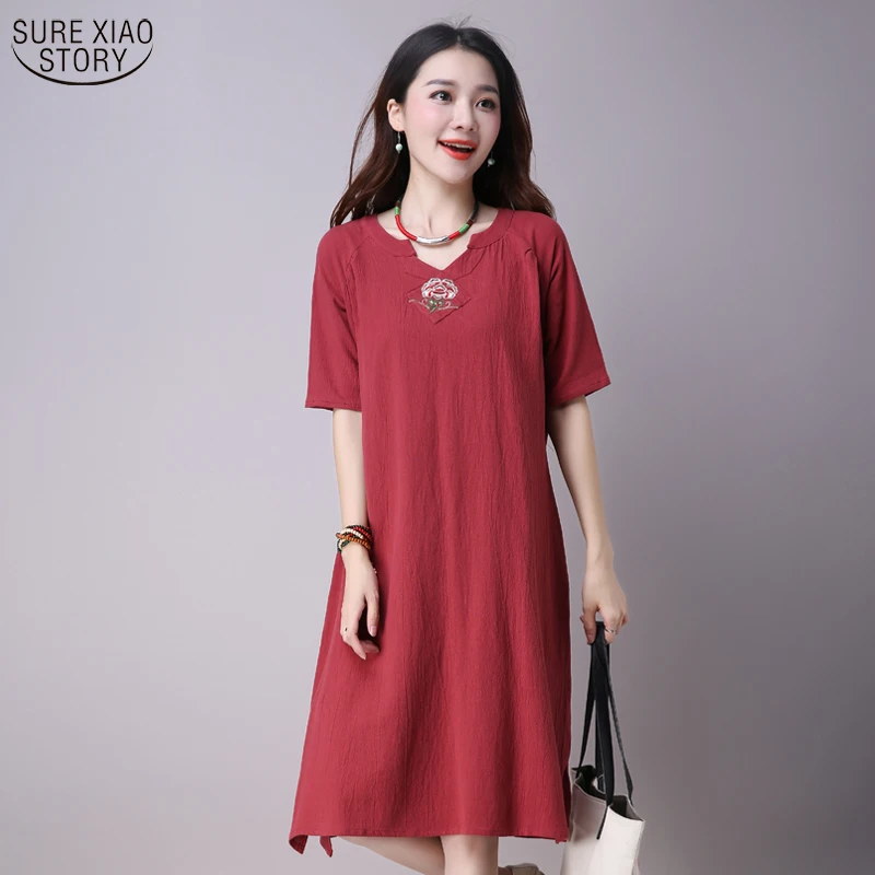 поступление Новое 2019 летние модные женские однотонные платья с коротким рукавом
