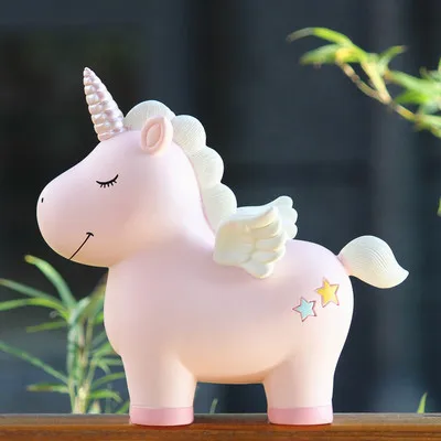 Pink Скандинавский стиль копилка для монет декоративная коробочка аксессуары Розовый Единорог копилка для денег милые украшения детской комнаты WZL025 - Цвет: Pink