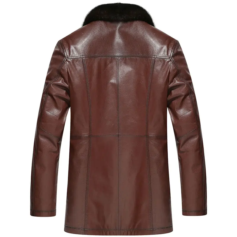 VHO Куртки из натуральной кожи мужские мотоциклетные норковые меховые воротники