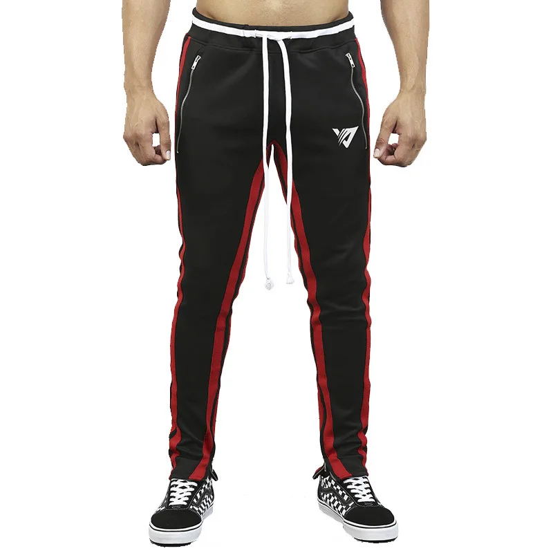 2019 фитнес Волк Мужской s спортивный костюм для бега брюки в полоску с принтом