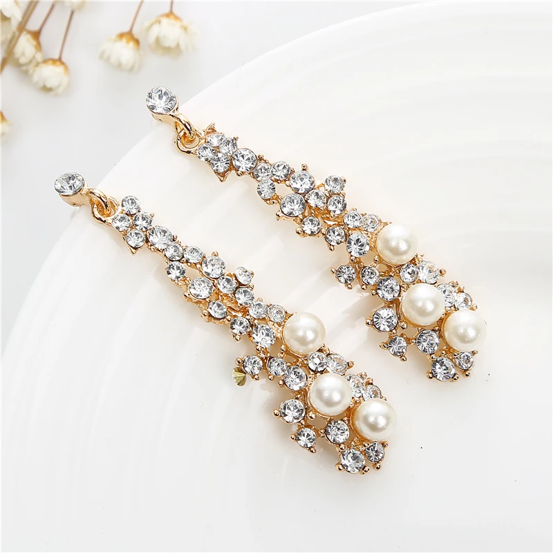 Женские серьги-подвески с кристаллами золотого цвета 2016 | Украшения и аксессуары