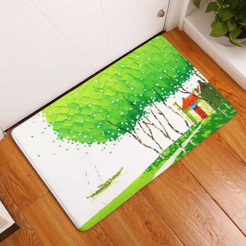 Monily Противоскользящий напольный коврик водонепроницаемый винтажный цветочный