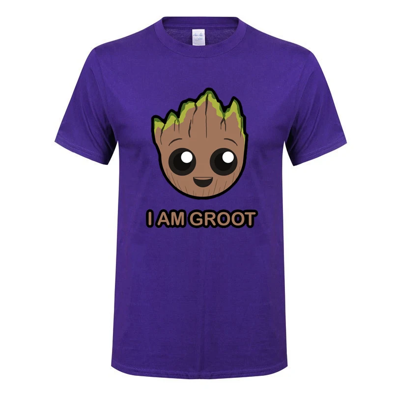 Purple Футболка Groot Мужская, Мстители, союз, модная летняя повседневная футболка для мальчиков и девочек г., брендовая футболка с короткими рукавами футболки в стиле хип-хоп с принтом - Цвет: Purple