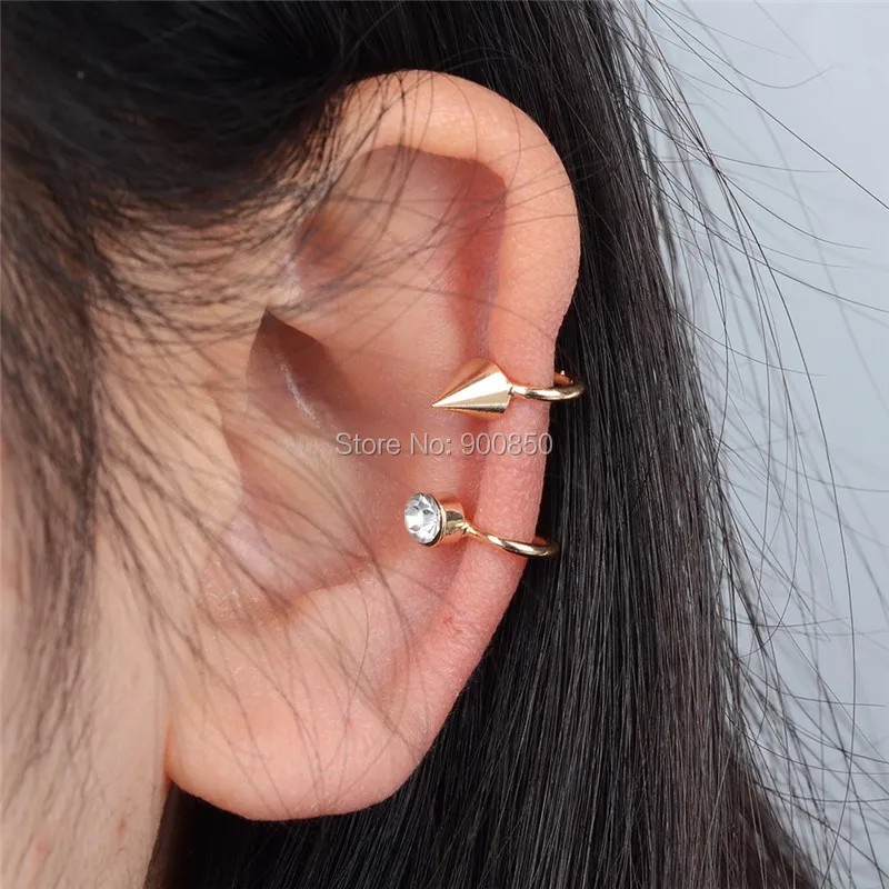 1 шт. женские серьги в стиле панк с заклепками и кристаллами позолоченные