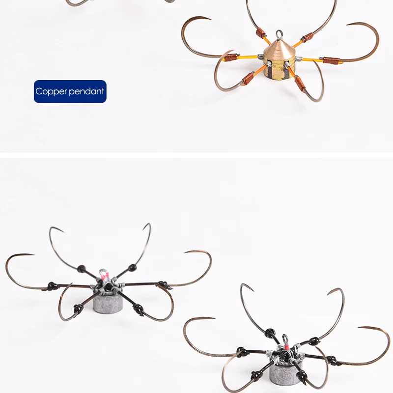 Lawaia Fishing Hooks Hexagon Side Anchors Hook Blade High Carbon Steel Lead Pendant Copper Pendant Strong Tough Sharp Crab Hooks
