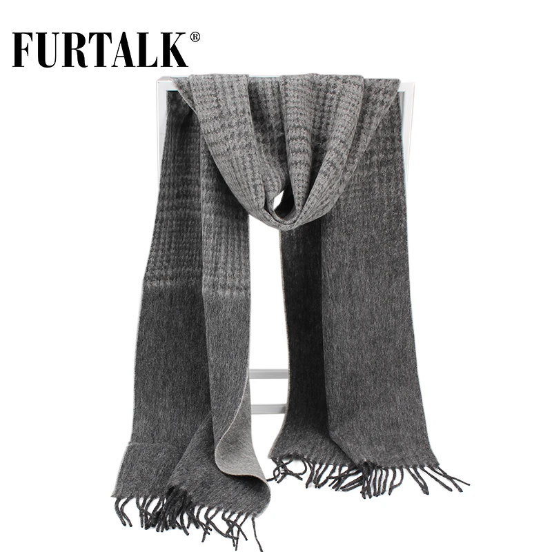 FURTALK 100% Овечьей Шерсти Зимние Мужские Шарфы Мужчины Роскошные бренды Зимняя
