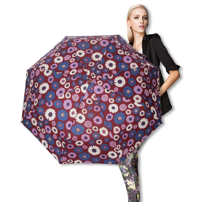 Творческий цветок автоматический зонт дождь женщины мужчины в 3 раза легкий и