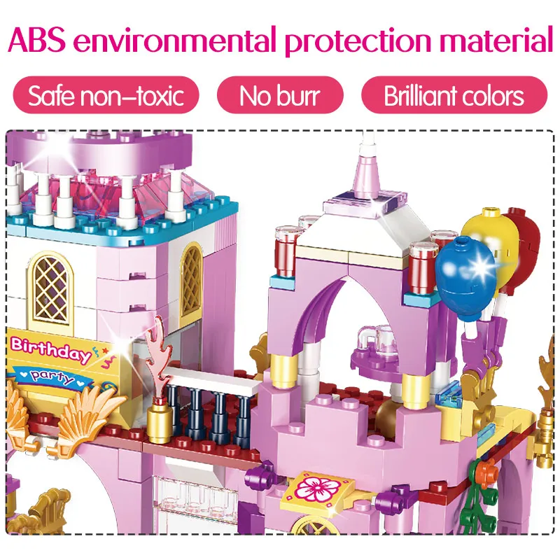 

629pcs Birthday Party Romantic Castle Princess Model Building Blocks Compatible Friends Girls series Toys for girls kids