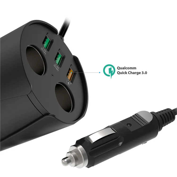 TURATA Quick Charge QC3.0 автомобиля Зарядное устройство 3-USB Порты 2-гнездо прикуривателя 12 V/24 V DC подстаканник Мощность адаптер