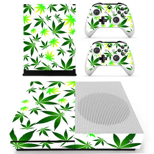 YS-xboxoneS-0166 Зеленый лист травяной кожи наклейка для microsoft Xbox One S консоль и 2 контроллера для Xbox One S шкуры наклейка виниловая - Цвет: YS-xboxoneS-0166