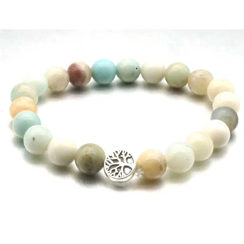 Дерево жизни 8 мм амазониум натуральный камень бисерные браслеты для мужчин и