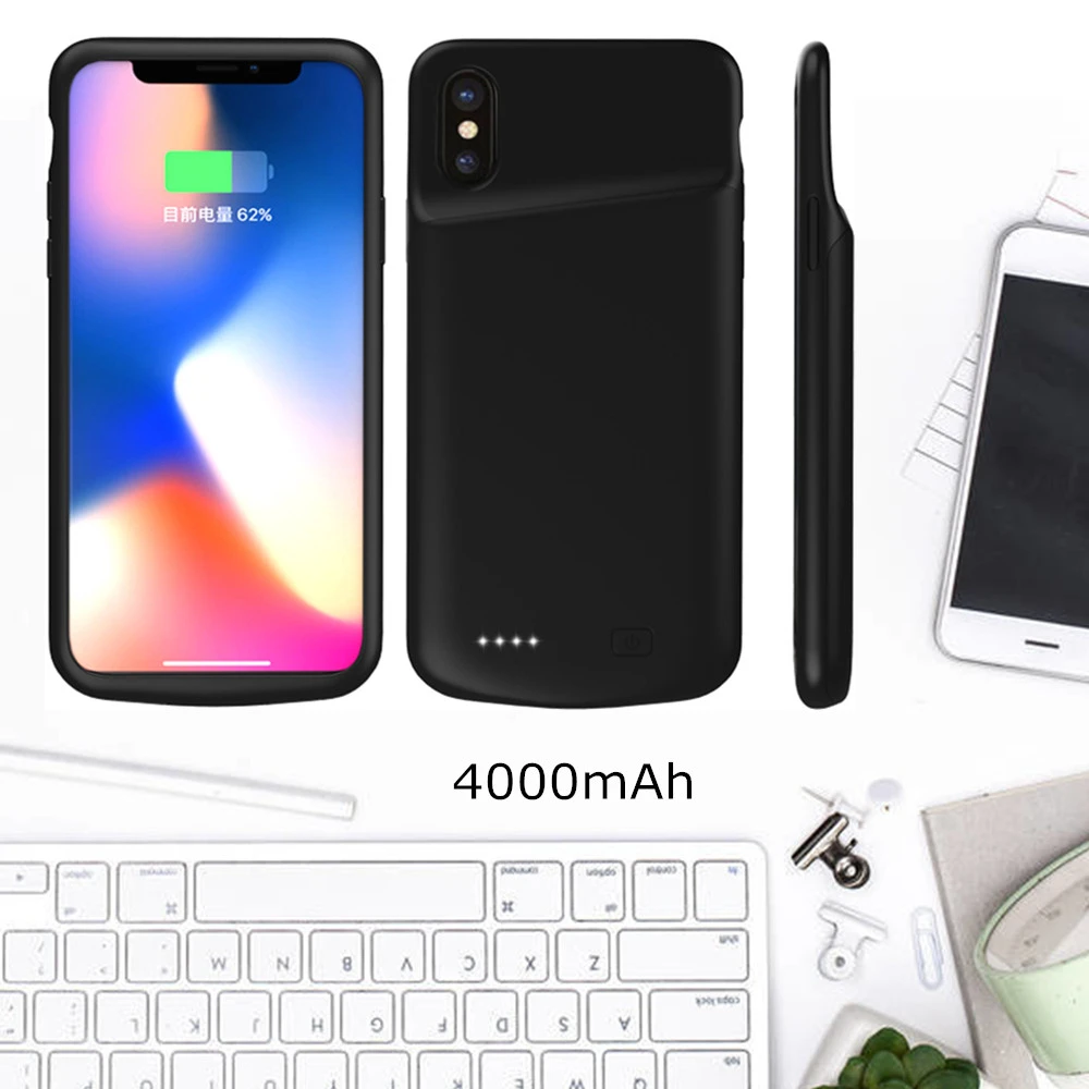 Чехол питания для iPhone X XS, чехол для зарядного устройства, 4000 мАч, внешний силиконовый чехол-аккумулятор с аудио