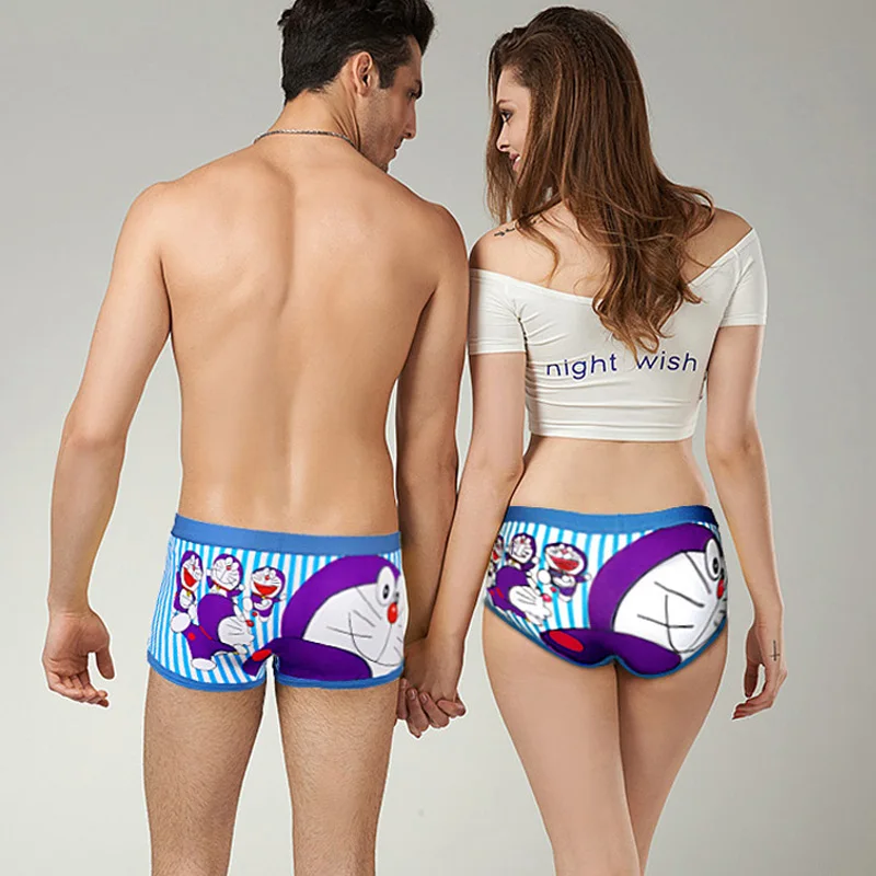 2 шт. Брендовое нижнее белье для пар хлопковые трусы с мультяшным принтом трусики