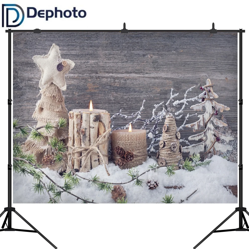 Фоны для фотосъемки с изображением деревянной доски снежной сосны свечи