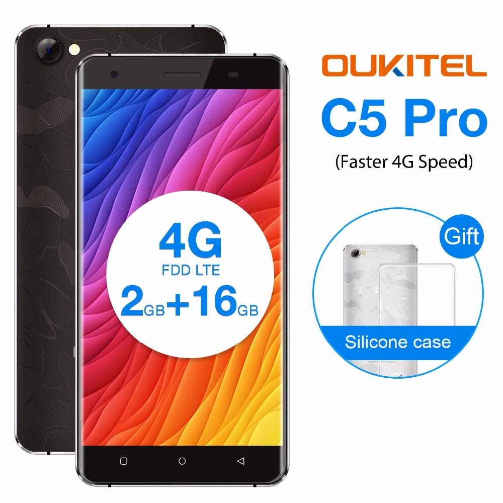 OUKITEL C5 Pro смартфон 5 0 дюймов Android 7 mtk6737 четыре ядра 1 3 ГГц 2 ГБ Оперативная память 16
