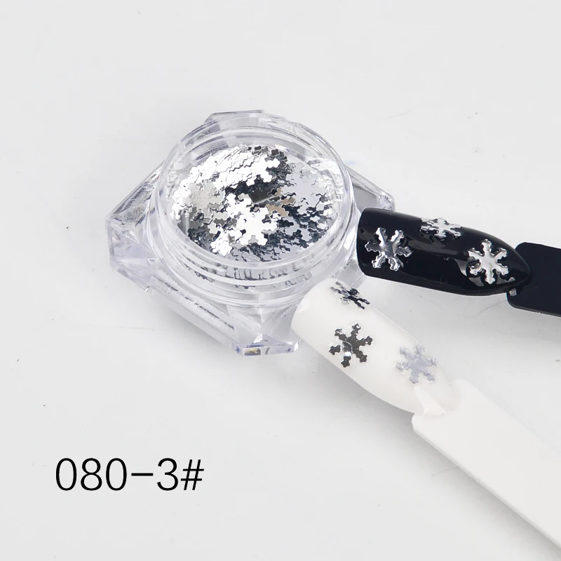 

ZKO White/Silver/Gold Snowflake Nail Sequins Merry Christmas Metal Flakies Manicure Nail Art 3D Decorations