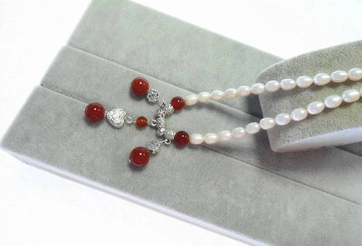 Eternal wedding Women Gift word 925 Sterling real New 5-6mm natural pearl stone necklace authentic mail national wind r | Украшения и
