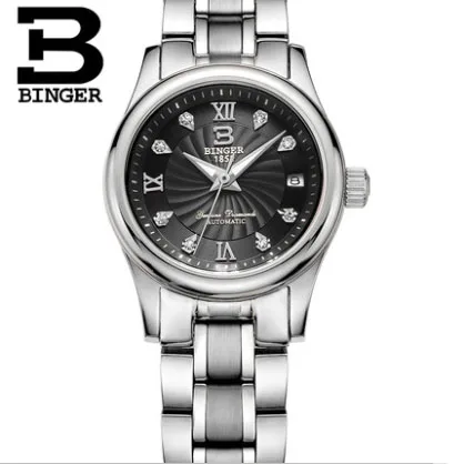 Business Couple Watches 18 Colors BINGER Luxury Automatic Mechanical Watch Men Wristwatches Silver Stainless Steel Starp B-603L