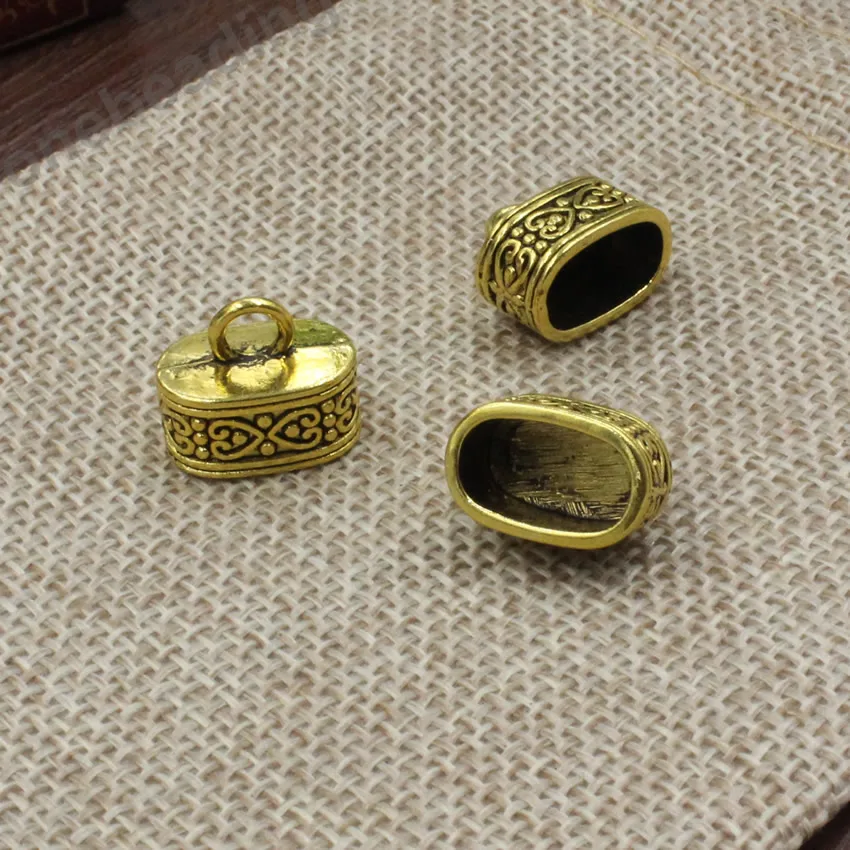 20 шт. наконечники для обжима шнура в античном золотистом и серебряном цвете