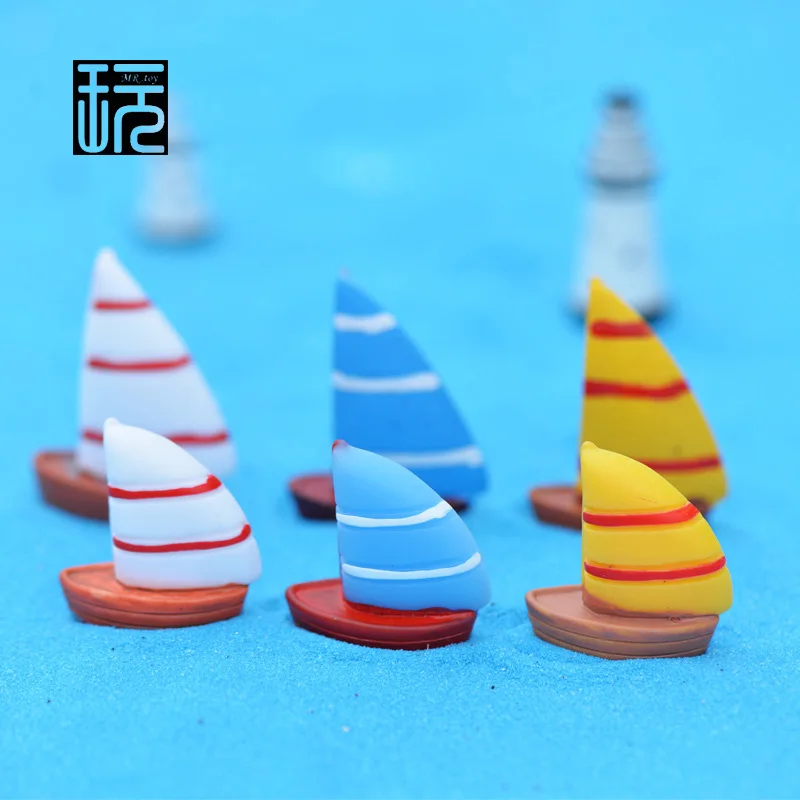 Большие и маленькие модели лодок красочные мини фигурки бак/бутылка/садовая