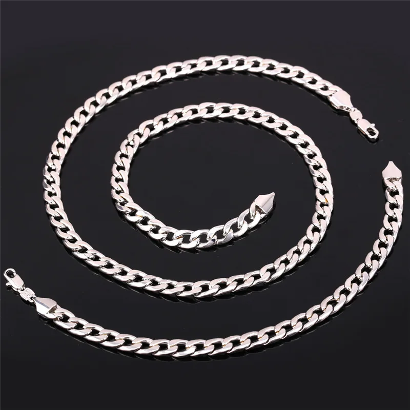 Мужской ювелирный комплект из колье и браслета под розовое золото серебро|men jewelry