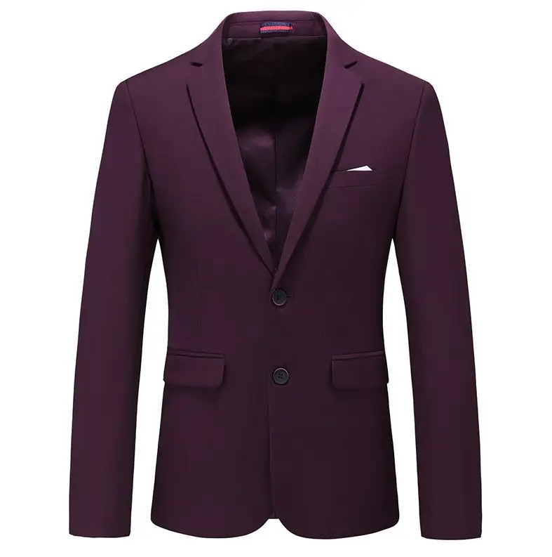 Бургундия MOGU Новые мужские модные пиджак Slim Fit Повседневное хлопок пиджаки Homme костюмы куртка мужской пальто сплошной Цвет плюс Размеры м до 6XL - Цвет: Бургундия
